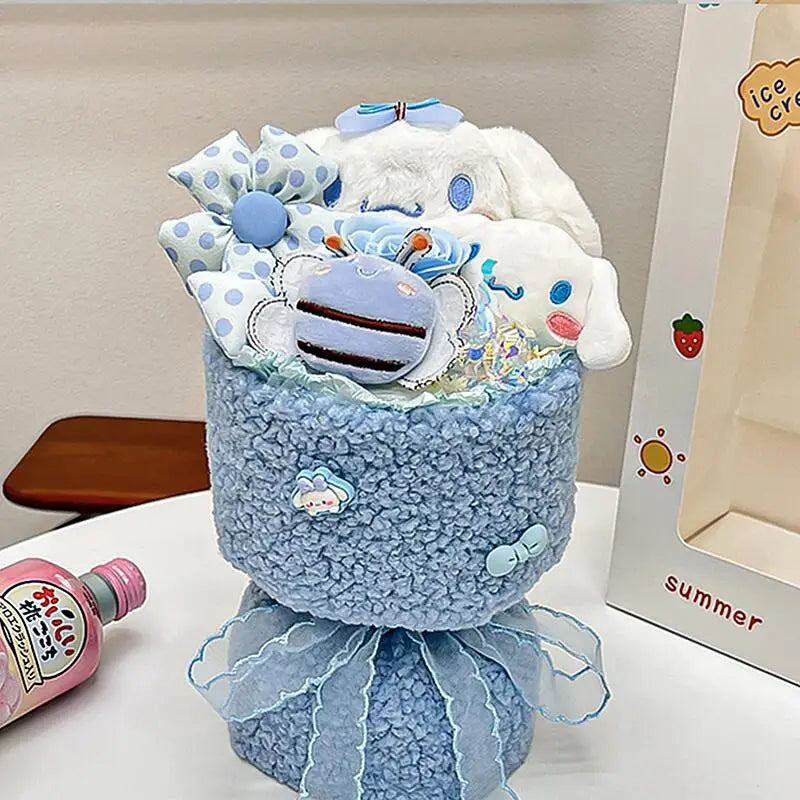 Sanrio Hello Kitty Plush Doll Bouquet - Cute Cartoon Flower with Cinnamoroll, Kuromi, My Melody for Girls & Kids Holiday Gifts