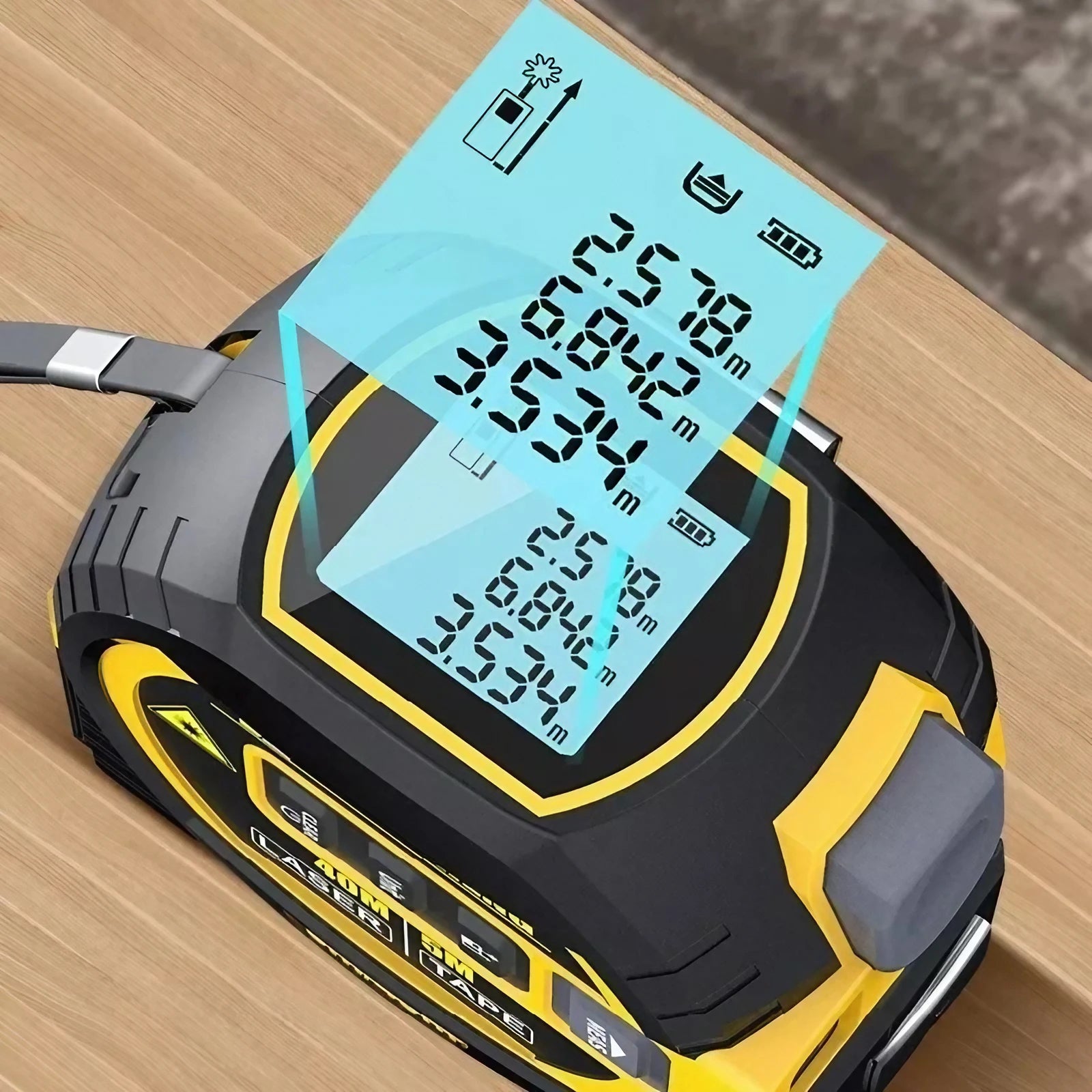 3-in-1 Laser Tape Measure | 40/60M High Precision Measuring Tool with Digital Display & Steel Tape