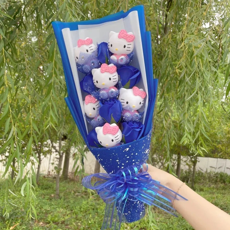 Cartoon Hello Kitty Plush Doll Toy Bouquet - Creative Stuffed Animal Gift for Valentine’s Day, Christmas, Graduation, and Birthdays