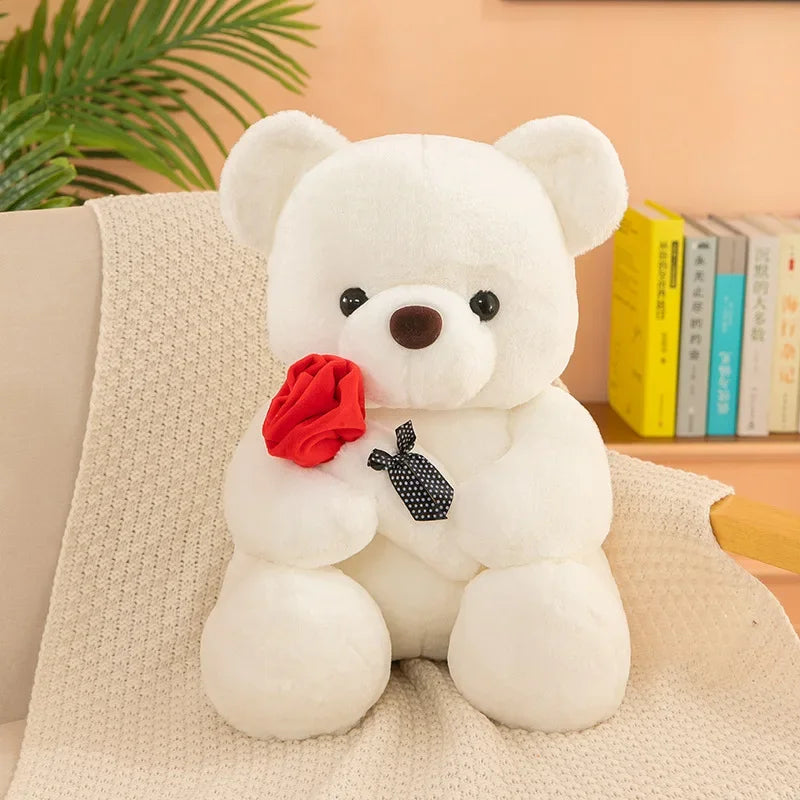 Valentine's Day Teddy Bear Plush Toy for Girls - Cute Rose Bear Gift for Loved Ones