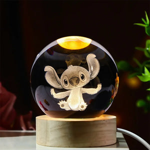 Disney Stitch Crystal Ball Night Light - 3D Laser Carved Gift