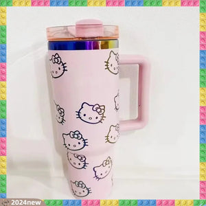 40Oz Hello Kitty Stainless Steel Insulated Mug with Handle & Straw