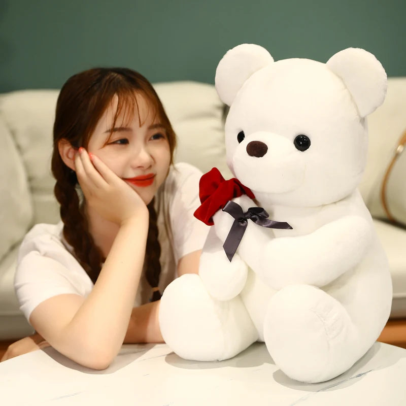 Kawaii Teddy Bear Plush Toy with Roses – Romantic Valentine's Gift