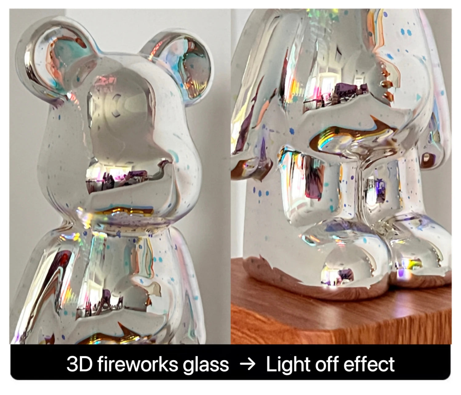 LED 3D Bear Firework Night Light - USB Projector Lamp with Color-Changing Ambient Lighting for Children’s Room & Bedroom Decoration