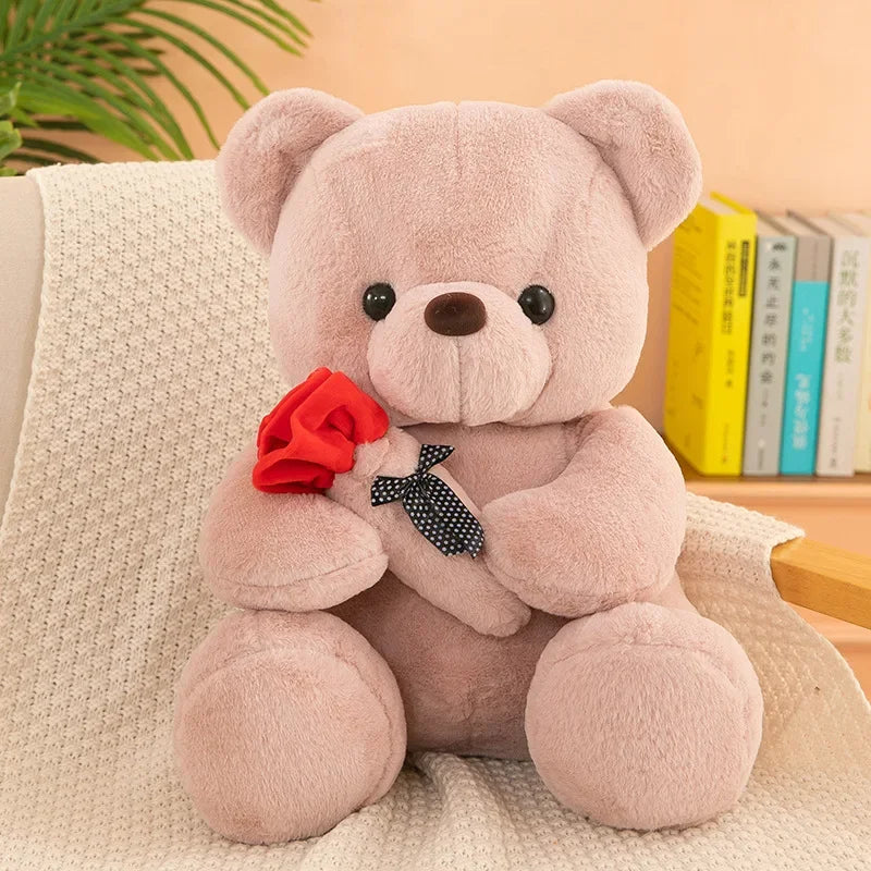 Valentine's Day Teddy Bear Plush Toy for Girls - Cute Rose Bear Gift for Loved Ones