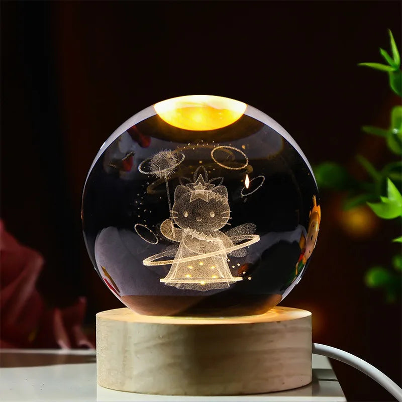 Disney Stitch Crystal Ball Night Light - 3D Laser Carved Gift