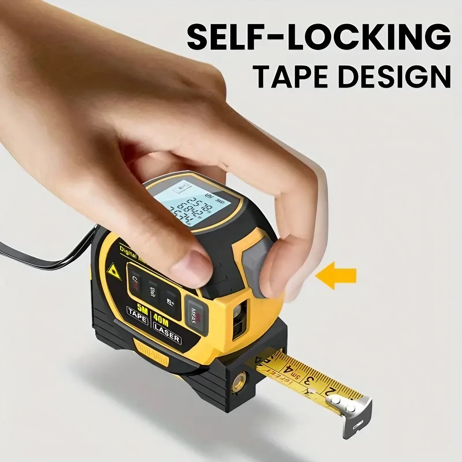 3-in-1 Laser Tape Measure | 40/60M High Precision Measuring Tool with Digital Display & Steel Tape