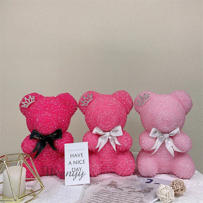 Diamond Teddy Bear with Clear Gift Box