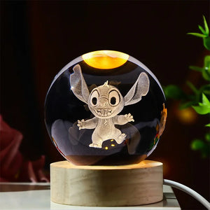 Disney Stitch Crystal Ball Night Light - 3D Laser Carved Gift