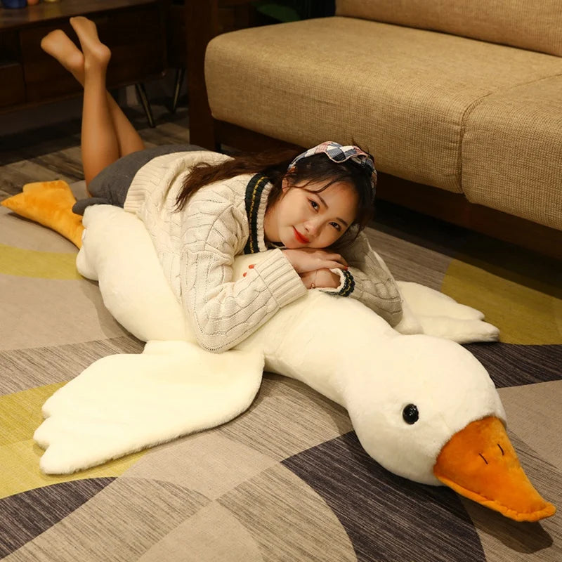 Giant Fluffy Duck Plush Toy - Adorable 50-130cm Sleeping Pillow for Kids & Girls | Perfect Birthday Gift