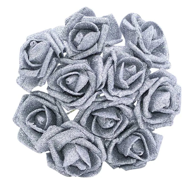 10/20Pcs Glitter Artificial Roses – Gold, Silver, Pink, Red | DIY & Gift Decor