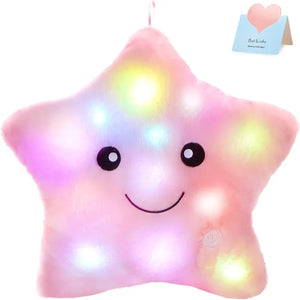 34CM Luminous Star Plush Pillow with LED Light – Soft Stuffed Toy Cushion for Kids, Children, and Girls – Perfect Gift for Christmas & Birthdays