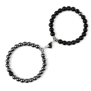 2Pcs/Set Beads Bracelet For Lovers Natural Stone Distance Heart Magnet Couple Bracelets Friendship Fashion Jewelry Gift