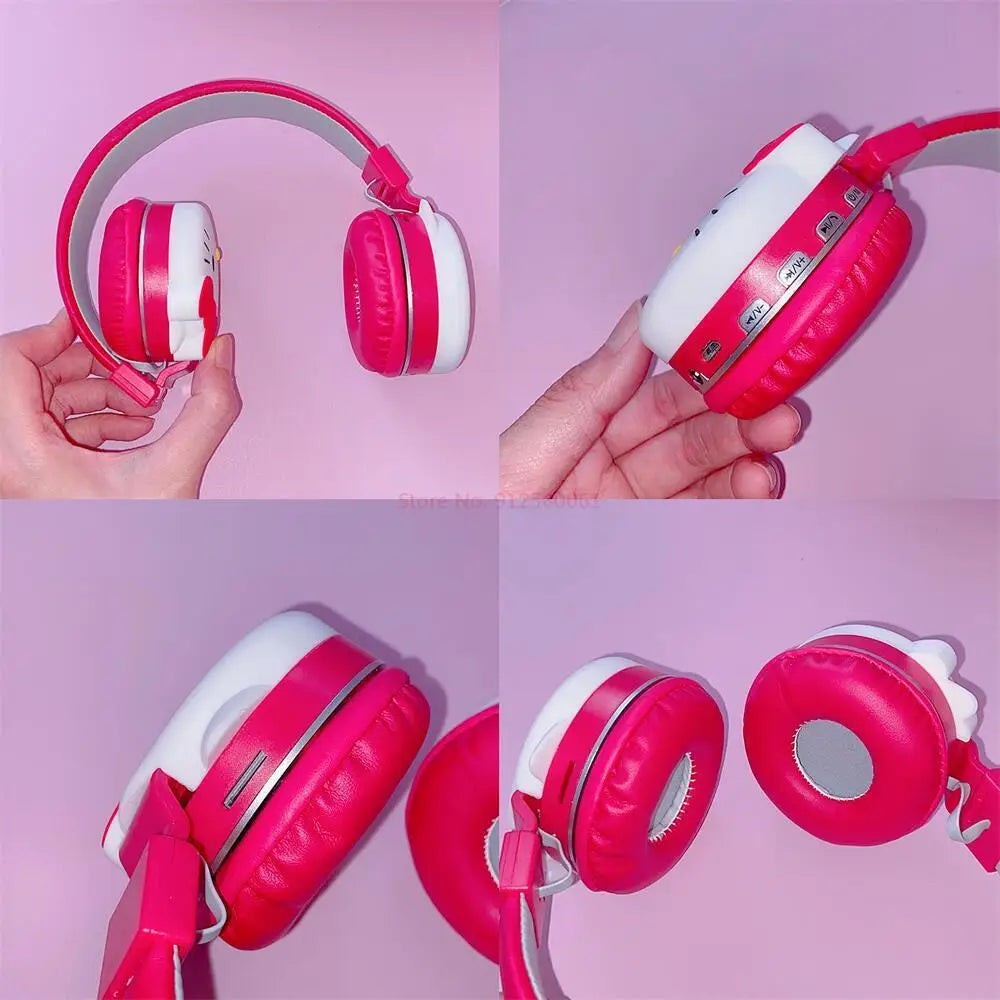 Hello Kitty Bluetooth Headphone | Cute Wireless Stereo Headset with Mic - Anime Cartoon Y2K Fashion Gift