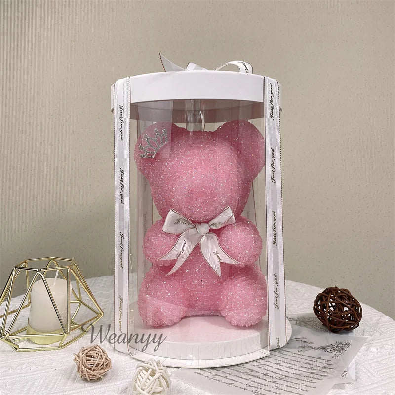 Diamond Teddy Bear with Clear Gift Box