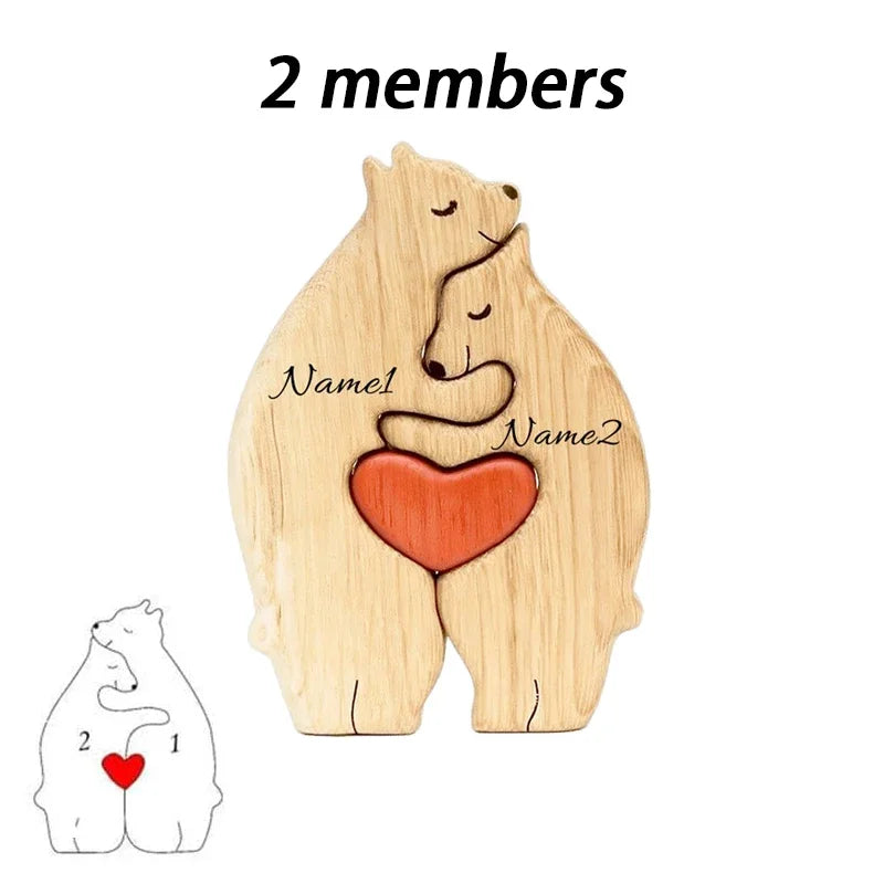 Personalized Wooden Bear Puzzle With Family Name for Gift