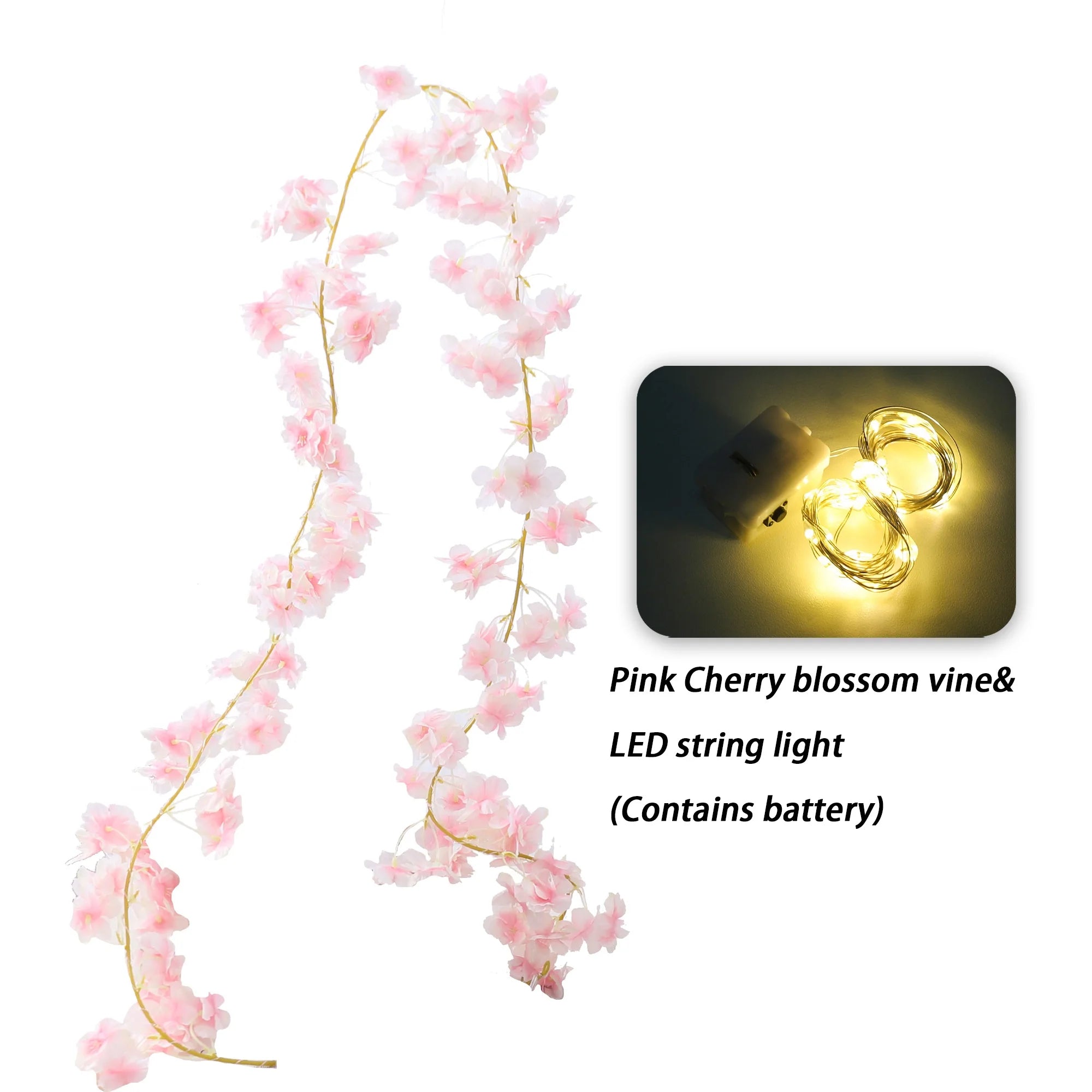 Kahaul Artificial Pink Cherry Blossom Vine - Wedding, Home & Party Decoration