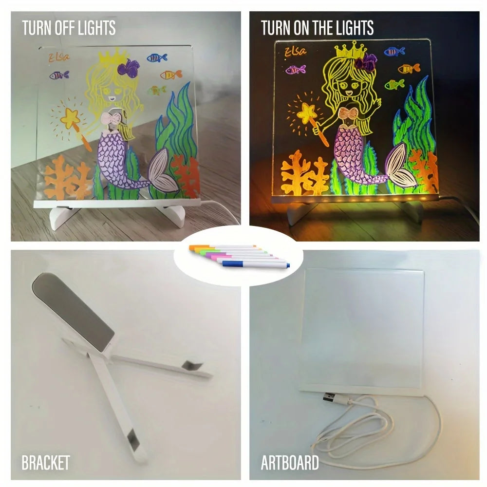 LED White Erasable Message Board | USB-Powered Drawing & Writing Board