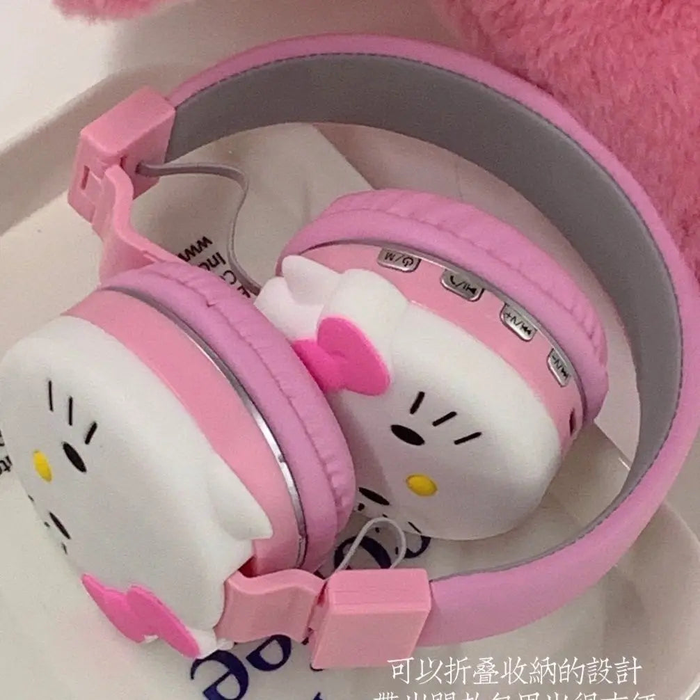 Hello Kitty Bluetooth Headphone | Cute Wireless Stereo Headset with Mic - Anime Cartoon Y2K Fashion Gift