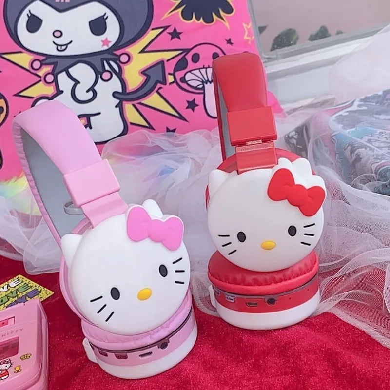 Hello Kitty Bluetooth Headphone | Cute Wireless Stereo Headset with Mic - Anime Cartoon Y2K Fashion Gift