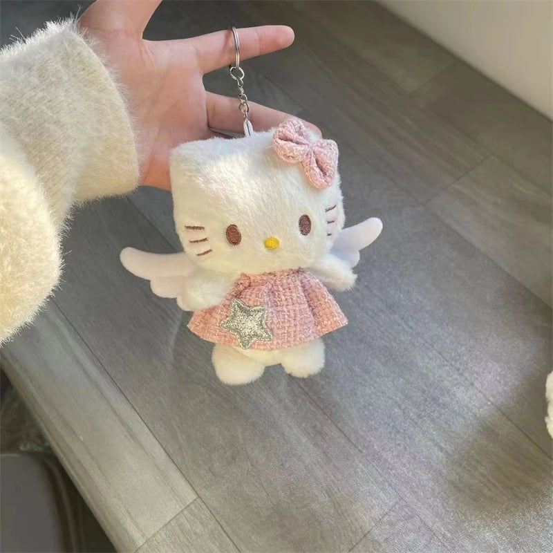 Hello Kitty Plush Doll Keychain - Cute KT Cat Schoolbag Decoration, Fashion Charm, and Room Décor Holiday Gift