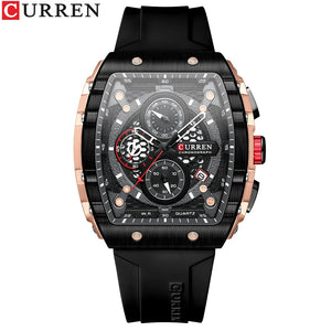 Luxury CURREN Square Men's Watch - Quartz, Waterproof, Chronograph