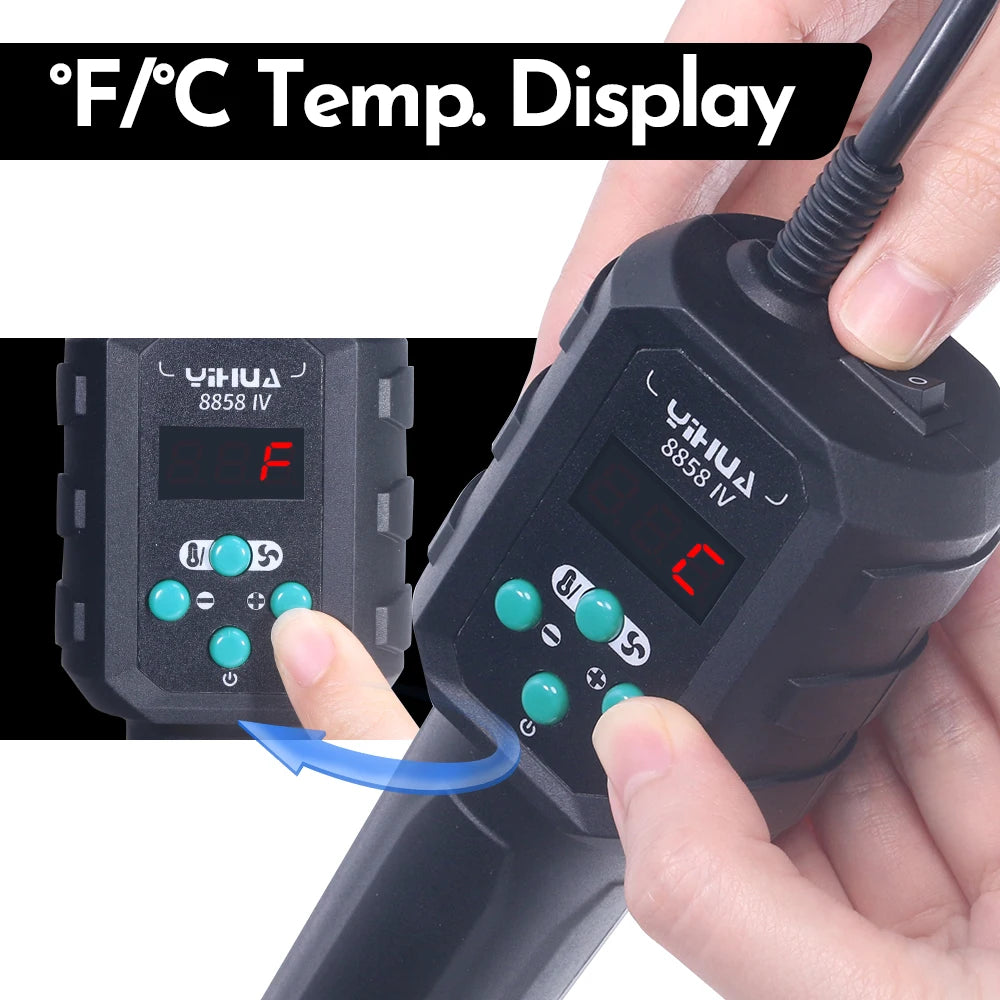 Micro Hot Air Gun 8858IV - 700W Soldering Rework Station with LCD Digital Temp Control