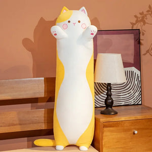 Cartoon Cat Plush Body Pillow – Cute Kawaii Cat Stuffed Cushion for Sofa, Decorative Body Pillow & Soft Back Cushion for Sleeping