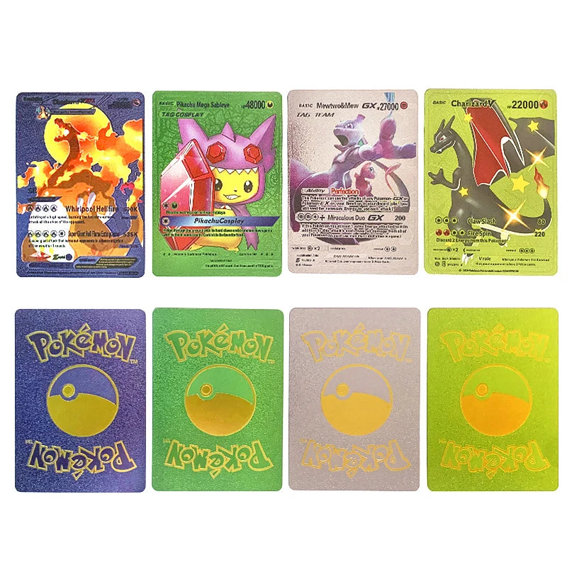 Pokemon Rainbow Cards Gold Silver Vmax GX Card Collection - Battle Trainer Cards (English)