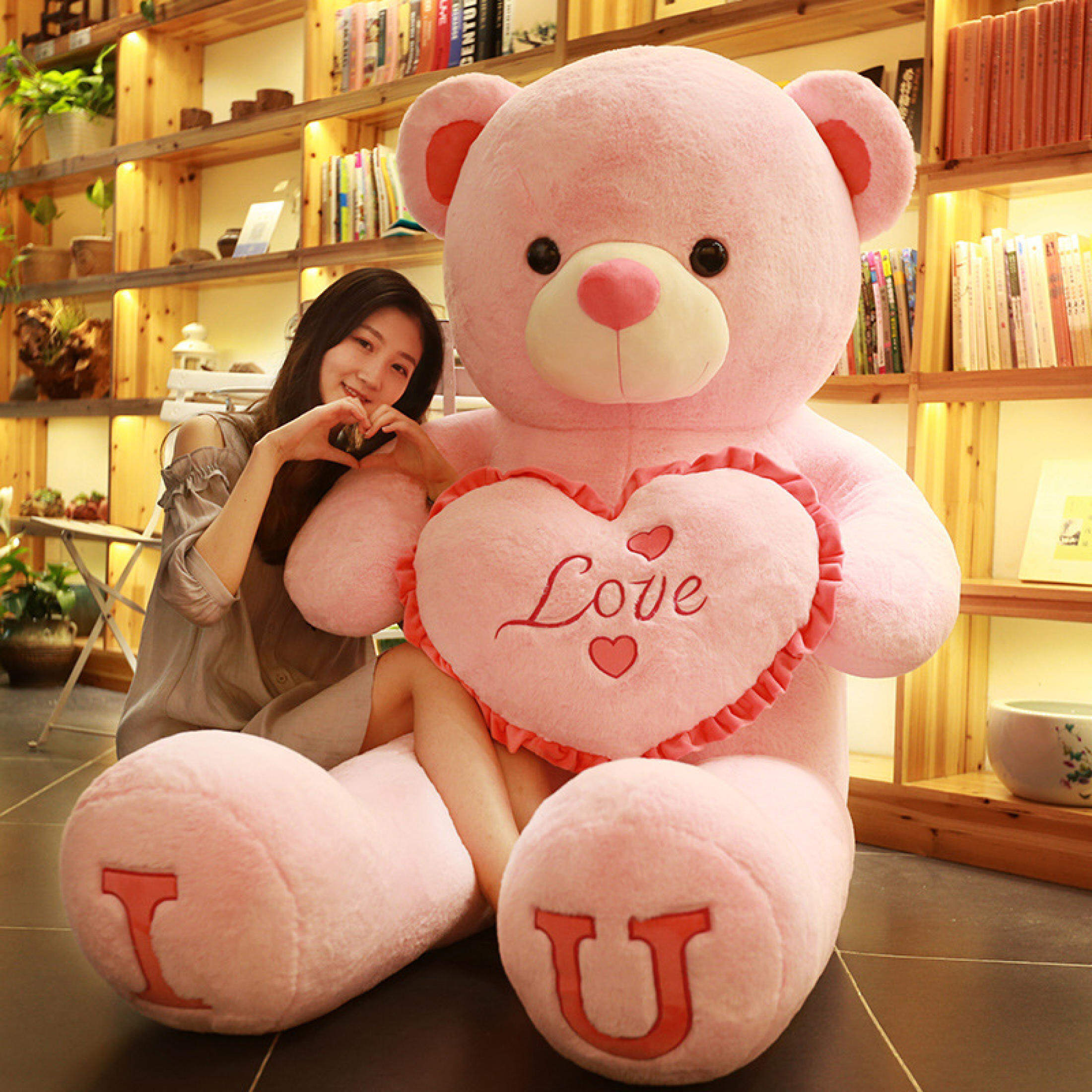 100cm "I LOVE YOU" Big Bear Plush Toy - Huge Stuffed Soft Bear Doll